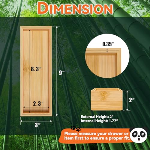 Lixple Bamboo Drawer Organizer – Set of 2 Stackable Storage Boxes, Silverware Tray & Small Gadget Holder for Kitchen Drawers, 9" x 3" x 2" (Outer), 8.3" x 2.3" x 1.77" (Inner) - color: Yellow, size: 9 x 3 x 2 Inch