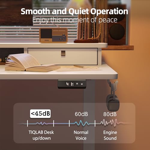 TIQLAB Standing Desk with Two Drawers, Stand Up Standing Desk Adjustable Height, Electric Sit Stand Table with Storage Shelf and Splice Board, 63 * 24 inch, White - color: White, size: 63*24 inch without keyboard tray
