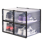 OnDisplay Clik Stackable Interlocking Shoe Box System (Medium Clear/Black, Set of 4) - color: Medium Clear/Black, size: Set of 4