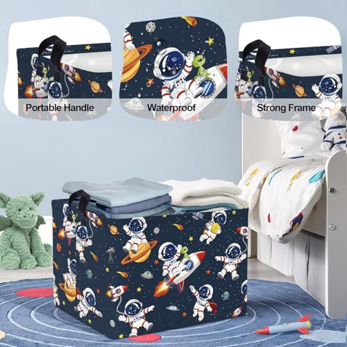 Space Rockets Laundry Hamper Cartoon Astronaut Large Storage Basket Planet Collapsible Parents Organizer Boys Clothes Toy Bins for Bedroom, Bathroom, Alien, 36L - color: Alien, size: 36L