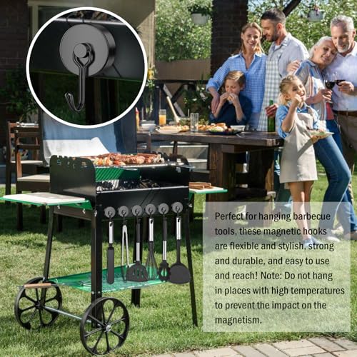 FINDMAG 100lbs+ Magnetic Hooks Heavy Duty, Extra Strong Magnetic Hooks for Cruise Cabins, Large Magnet Hooks for Refrigerator, Magnetic Hanger for Garage, Kitchen, Garden, Locker Accessories, 6 Pack - color: Black, size: 6Pack 100Lbs+