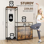 Heavy Duty Garment Rack with Fabric Drawers and LED Light, Freestanding Portable Closet Wardrobe Systems with Shelves for Bedroom, Entryway, Apartment - color: Chestnut