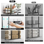 Towel Racks for Bathroom, 30inch Wall Mounted Towel Rack, Towel Storage for Small Bathroom Can Holds 6 Large Towels, Floating Shelf with Adjustable Tissue Basket(Black). - color: Black