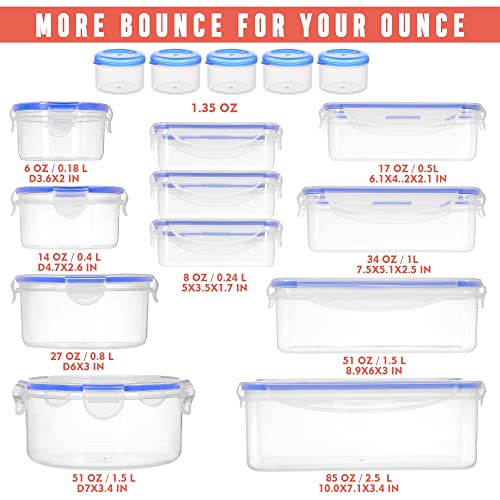 RockBerry 32 Pcs Large Plastic Food storage containers-85 oz to Sauces Box Stackable Kitchen storage bowls sets-BPA Free Leak proof with lids airtight-Microwave freezer safe lunch boxes - color: Color-of-32Pcs