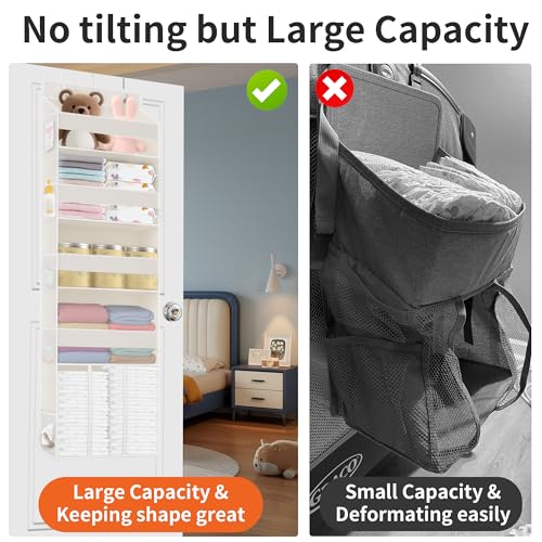 TAHAVICE 5-Tier Over The Door Organizer with 10 Mesh Pockets | Large Capacity Hanging Closet Storage for Baby Diapers, Toys, Nursery& Newborn Essentials (Beige) - color: Beige