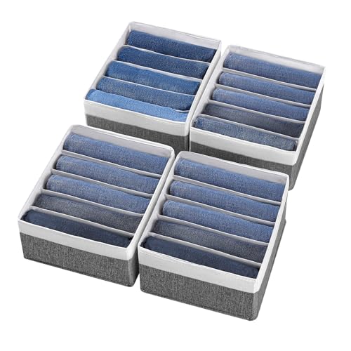 Jeans Drawer Organizers for Clothing,5 Grids Compartment Wardrobe clothes organizer,Fabric Washable Closet Organizers and Storage Bins for Jeans,Pants,Bra,Legging,t-shirt-GreyWhite - color: GreyWhite