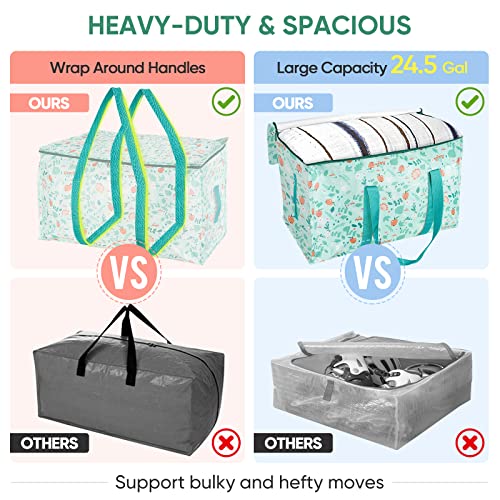 BALEINE 2-Pack Oversized Moving Bags with Reinforced Handles, Heavy-Duty Storage Tote for Clothes, Moving Supplies (Spring Stroll, 2-Pack) - color: Spring Stroll, size: 2-Pack