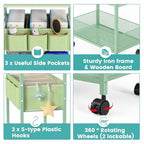 2in1 Baby Diaper Caddy Organizer Cart, 3-Tier Rolling Cart, Metal Diaper Caddy Carts, Bedside Carts for Nursery Essentials Storage, Detachable Dividers, Large Capacity, Green - color: Green