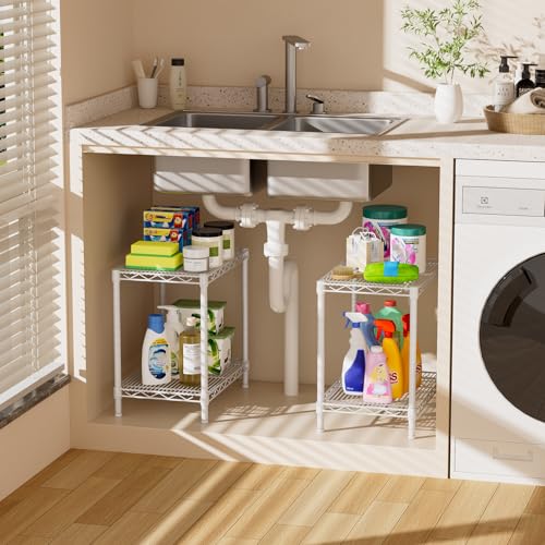 SINGAYE Shelf Closet Wire Shelving：Adjustable Metal Unit for Laundry Room Organization Bathroom Kitchen Home Storage Small Pantry Rack Shelves - color: White, size: 2Tier-10"Dx15.9"Wx16"H