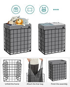 SONGMICS Laundry Hamper, 23.8 Gal. (90L) Laundry Basket, Collapsible Clothes Hamper, Removable and Washable Liner, Metal Wire Frame, for Bedroom Bathroom, Black and Gray ULCB190G01 - color: Black + Gray, size: 90 L