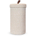 Toilet Paper Holder Handmade – Woven Cotton Toilet Paper Stand & Storage Basket with Lid, Freestanding Organizer for Bathroom, Fits 3 Mega Rolls Gradient Brown 14'' x 7'' - color: Cream Brown