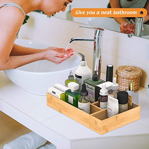 Bamboo Kitchen Drawer Organizer, Wooden Storage Box for Utensil Organizer Silverware Tray Cutlery Holder Flatware Containers - Multi-Use Deep Drawer Dividers Organizer for Bathroom, Jewelry, 9"3"2.5" - color: Bamboo, size: 9*3*2.5 inch