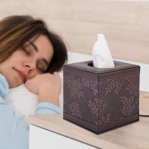 Tissue Box Cover Square,Modern Leather Tissue Box Holder for Napkin Facial Paper Organizer Bottom with Magnet Reinforcement for Home/Hotel/Restaurant/Office/car/Living Room(Retro) - color: Square Tissue Box-retro