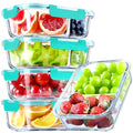 VERONES 5 Pack Glass Meal Prep Containers 2 Compartment Set, 36OZ Airtight Glass Lunch Containers, Glass Food Storage Containers with Lids, for Microwave, Oven, Freezer & Dishwasher Friendly,Green - color: Green