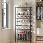 10-Tier Tall Shoe Rack, Large Capacity Shoe Shelf Holds40-45 Pairs, Shoe Shelf for Entryway, Hallway, Living Room, Rustic Brown - color: Rustic Brown, size: 27.8" x 10.8" x 65.7"