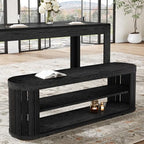 Tribesigns 47.2" Wooden Entryway Bench with 2-Tier Shoe Storage, Farmhouse Dining Bench with Adjustable Foot Pads, End of Bed Stool for Bedroom, Hallway, Living Room, Dining Room, Black - color: Black