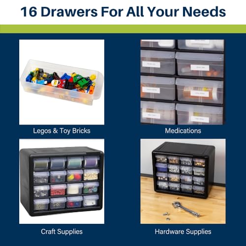 Akro-Mils 16-Drawer Plastic Drawer Storage Cabinet for Garage Organization, Beads, Makeup Organizer, Building Bricks Storage, Teacher Toolbox, 10-1/2-Inch W x 6-1/2-Inch D x 8-1/2-Inch H, 10116 White - color: White, size: 16 Drawer, style: 2 pack