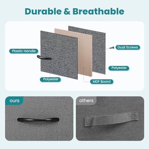 OLIXIS 7 Drawers Dresser for Bedroom, Fabric Storage Tower for Living Room, Entryway - Sturdy Steel Frame, Wooden Top & Easy Pull Fabric Bins, Closet Chests Organizer for Clothes, Classic Grey - color: Grey, size: 11.8"D x 39.4"W x 30"H (7 Drawers)