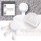 TAILI Strong Vacuum Suction Cup Bath Corner Shower Caddy Storage Basket + 4 Extra Hooks, No Drill Bathroom Shelves for Kitchen Bedroom Organizer Set, White in Plastic - style: 6 pack