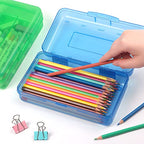 Tamaki 1 Pack Plastic Pencil Box Large Capacity Pencil Boxes Clear Boxes with Snap-tight Lid Stackable Design and Stylish Office Supplies Storage Organizer Box, Blue - color: Blue