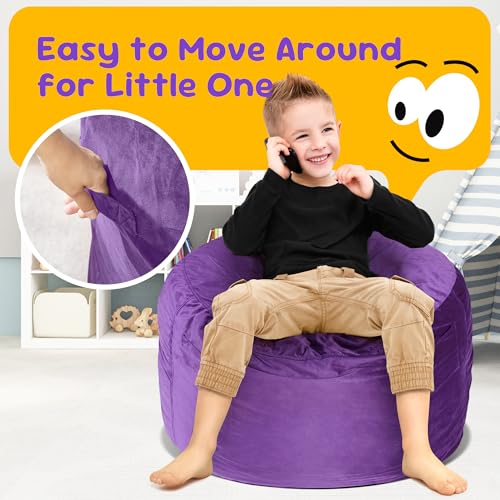 Hobestluk Bean Bag Chairs 2.5FT Bean Bag Chair with Memory Foam Filled & Machine Washable Cover,Beanbag Chair, Small Bean Bag Chairs for Playroom, Living Room, Bedroom - color: Purple, size: 2.5FT - 28.5" x 28.5" x 17.8"