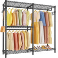 VIPEK V4 Heavy Duty Clothing Rack for Hanging Clothes 810lbs Load Capacity, Double Rod Garment Rack with Adjustable Shelves & Side Hooks, Metal Wardrobe Closet System Easy to Assemble, (Black) - color: Black, style: V4