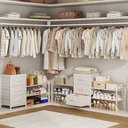 Cidaziya Expandable Closet Organizers and Storage,Wide Long 3 Drawer Dresser,White Fabric Storage Dresser, Clothes Shelves for Kids, Purse Organizer Small Shoe Rack for Closet Bedroom(47.24~71.47in) - size: 47.24~ 71.47"W*11.41"D * 24.01"H