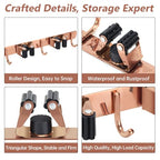 3 Racks and 4 Heavy Duty Hooks Mop and Broom Holder Wall Mount, Stainless Steel Broom Organizer Storage Utility Tool Racks for Home, Kitchen, Garage, Laundry Room. Rose Gold - color: Rose Gold