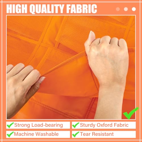 Windyun 40 Over the Door Shoe Organizer Large Mesh Pocket Hanging Shoe Rack for Closet Orange Nonslip Behind Door Storage Holder Back to School Organizer for Dorm Room College Classroom Storage - color: Orange