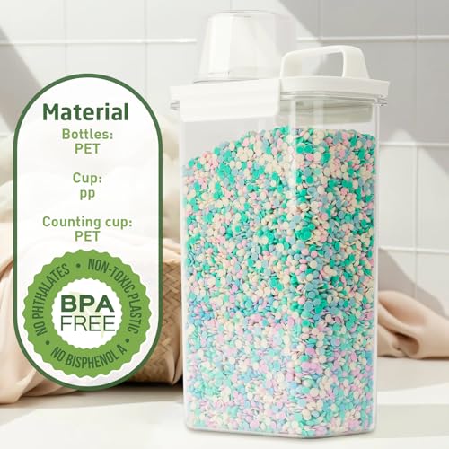 Laundry Detergent Dispenser-1 Pack, 78 oz Detergent Dispenser with 4 Removable Labels, Laundry Soap Dispenser for Laundry Room Organization and Storage, BPA Free & PET Plastic Clear - size: 78 Ounce (Pack of 1)