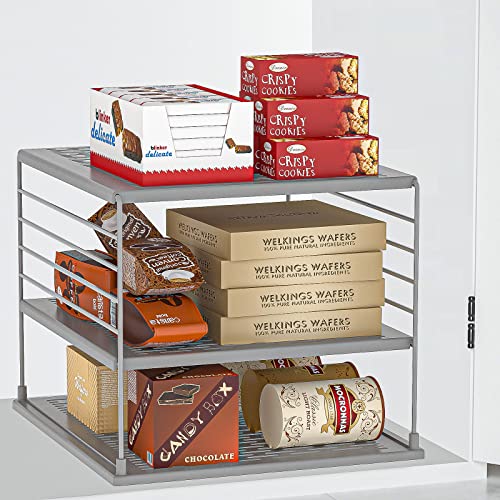 2 PACK Cabinet Organizer- Divided Compartment Holder for Foil and Plastic Wrap- Upgraded Pantry Organizers and Storage for Kitchen(Gray) - color: Gray&gray
