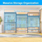 Ulif E13 Max Heavy Duty Clothes Rack（With 4 Hanger Rods & 8 Shelves） Freestanding Clothing Racks for Hanging Clothes，Adjustable Closet，Metal Garment Rack 86" W x16 D x77 H，Max Load 1100LBS，Black - color: Black, size: E13 Max