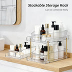 LAREKUN4pack 2-Tier Organizer & Storage Unit Stackable Bathroom Cabinet Organizer Pull-Out Kitchen Pantry Organizer & Storage System Suitable for Countertops, Pantries, Kitchens, Bathrooms - style: 4pack