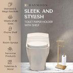 Day Moon™ - Toilet Paper Holder - Modern Roll Holder for Bathroom - 1 Pack - Free Standing - with Shelf, Gold - color: Gold, size: Free Standing 1 Pack