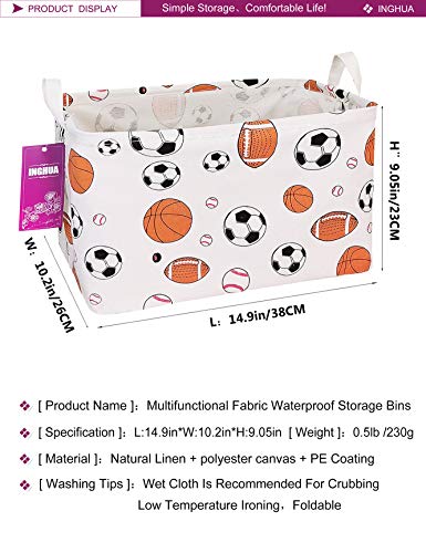 Rectangular Storage Basket Fabric Organizer Bin for Toys,Books,Clothes,Gifts,Pets-Perfect for Home,Office,Nursery,Dorm,Shelf(Rec ball game) - color: Rec ball game
