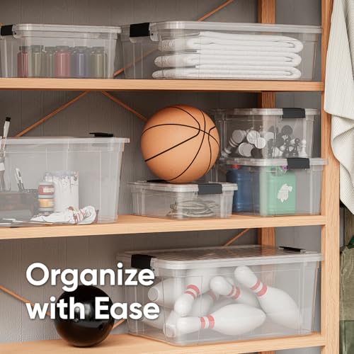 Superio Small Clear Plastic Storage Bin with Lid, 11 Qt, Non-Toxic, BPA Free, Odor Free, Organizer Storage Box, Stackable Plastic Tote for Home, Garage, School, and Office - size: 14.15" x 10" x 6.5"