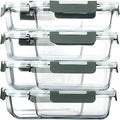 [8-Pack,30 oz]Glass Meal Prep Containers,Glass Food Storage Containers,Airtight lunch Containers with Lids, Microwave, Oven, Freezer and Dishwasher - color: Gray