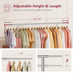 Tajsoon Heavy Duty Clothes Rack Foldable Garment Rack with Wheels and Extendable Rod, Freestanding Clothing Rack for Hanging Clothes, Adjustable ＆ Collapsible Rolling Racks with Bottom Shelf, Chrome - style: Single Rod Heavy Duty