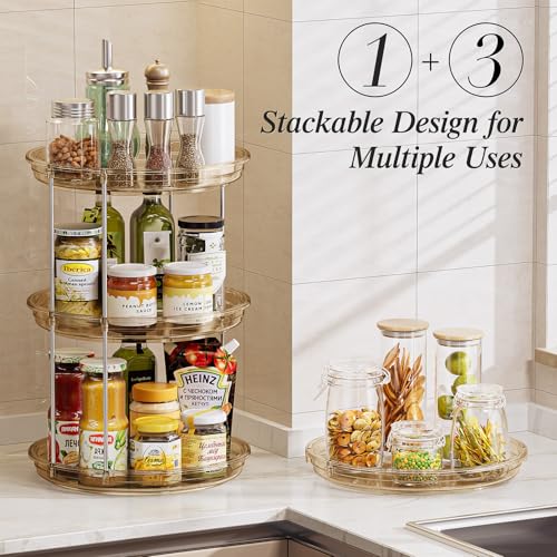 LAMU 2 Tier Lazy Susan Turntable Organizer 10.6'' Rotating Spice Rack Organization for Cabinet, Kitchen, Pantry, Countertop, Bathroom, Vanity, Medicine Cabinet Organizer, Amber - color: Amber, size: 10.6in 1Pack