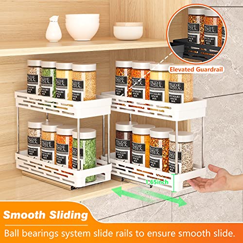 Pull Out Spice Rack Organizer for Cabinet, 2 Pack Slide Out Spice Racks Organizer, Spice Cabinet Organizers, Cabinet Size Need:12'' Highx11'' Deepx5'' Wide,Hold 10 Spice Jar Each Tier-2Tier, White - color: White, size: 2 Pack