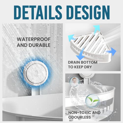 TAILI Shower Caddy Suction Cup Corner, Heavy Duty Bathroom Basket, Bath Shelves for Inside, Shower Holder Organizer for Bathroom Storage & Home Decor, No Drilling,White - style: 1 tier-white