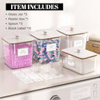 Laundry Pods Storage Container, Clear Laundry Room Organization and Storage,Detergent Powder Container,with Wooden Lids & Labels, 3+1 Pack（White） - style: 3+1-White