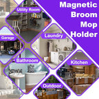 Magnetic Mop Broom Holder, Heavy Duty Magnetic Mop Hanger with Swivel Hooks for Cleaning Tools, Strong Magnet Mount Tool Hanger Organize System Utility Rack for Refrigerators Laundry Garage Kitchen - size: D66 Magnetic Broom Holder