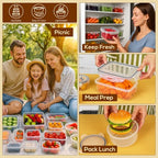50 PCS Thicker Food Storage Containers with Lids, Clear Stackable Airtight Leakproof Reusable Plastic Meal Prep Container Set for Kitchen Storage/ Lunch, Fridge/ Microwave Safe with Labels&Pen - size: 405oz-25 Pack