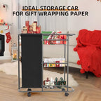 Rolling Laundry Cart with Wheels: 3-Tier Laundry Caddy Between Washer and Dryer - Heavy Duty Wrapping Paper Cart with 45L Bag for Narrow Space Laundry Room Bathroom Bedroom Black - color: Black