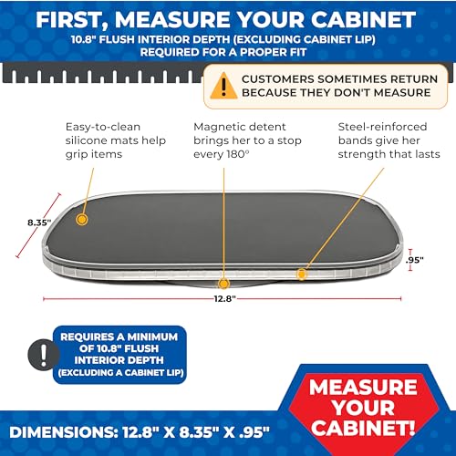 Mighty Susan Organizer for Cabinet Steel-Reinforced 1-Tier Rotating Kitchen Organizer – Rectangular Turntable for Kitchen Cabinets – Holds Up to 30 lbs with Non-Slip Mat for Refrigerator Storage - size: Mighty Susan Sidekick 1-Tiered