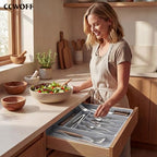 Heavy Duty Stainless Steel Frame Silverware Organizer with Plastic Body, Extra Large Silverware Drawer Organizer, 9 Slot Expandable Kitchen Drawer Organizer, 8 Non-Slip Feet Included, BPA Free, Gray - color: Gray