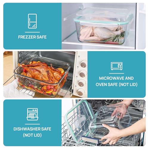 Vtopmart 6.5L/ 220oz/ 27.5cup Extra Large Glass Food Storage Containers with Snap Airtight Lids for Roasting Turkey, Chicken, Baking Casserole, Fruits, Party, BPA Free, Oven Safe, Freezer, Dishwasher - size: 1pack 220oz