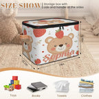 Custom Storage Basket with Name, Personalized Storage Bins with Zipper Lid, Foldable Fabric Storage Box Large capacity with Handle Bear Strawberry - color: Option 15