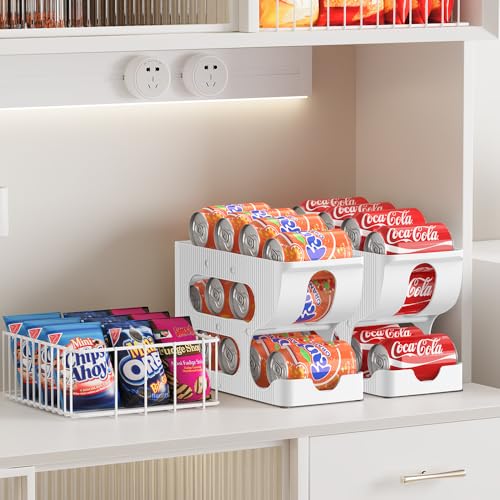 Sotfamily FIFO Soda Can Organizer for Pantry/Fridge, Automatic Rolling Pop Can Dispenser/Storage/Holder/Container for Refrigerator or 12" Deep Shelf, Space-Saving Drink Organizer for 12 Standard Cans - size: 1 Pack